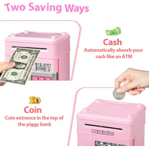 Kids Electronic Piggy Bank ATM – Birthday Gift for Girls Age 5-10