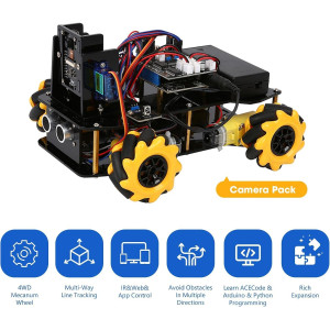 Kit Robot avec Caméra 3MP, Arduino & Scratch, Cadeau STEM
