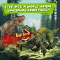 Dinosaure télécommandé réaliste : marche, rugit, brume d’eau et lumières pour un jeu préhistorique magique