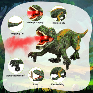 Remote Control Robot Dinosaur Toy for Kids 3-7 with Light & Roar
