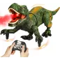 Dinosaure télécommandé réaliste : marche, rugit, brume d’eau et lumières pour un jeu préhistorique magique