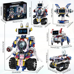 5-in-1 STEM Robot Building Blocks Kit with App & Remote Control - 603+PCS