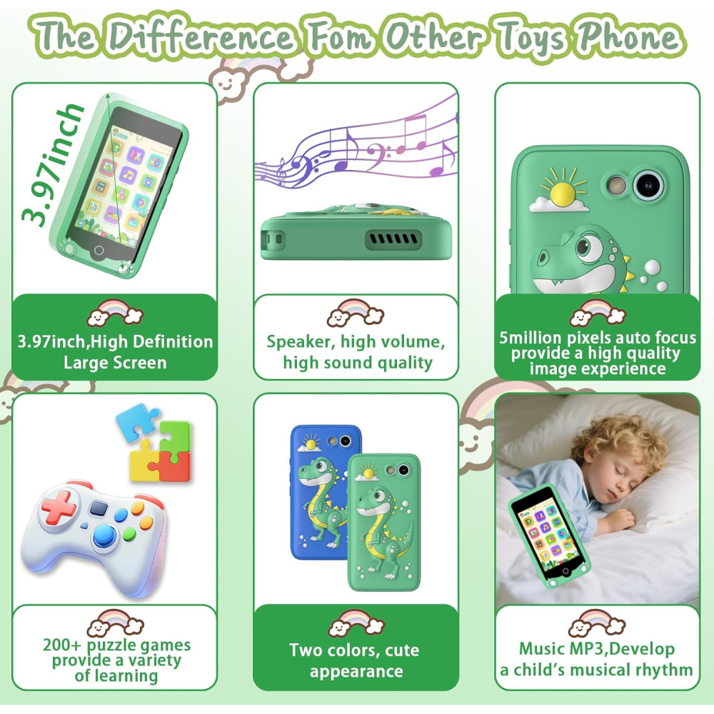 Kids Smartphone Toy for Girls 3-12 | Touch Screen, MP3, Dual Camera