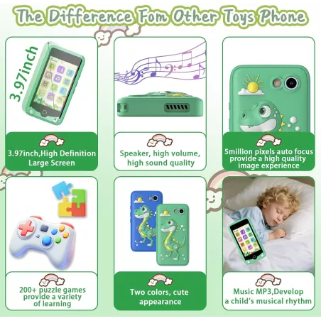 Smartphone Jouet Fille 3.97 Écran Tactile Cadeau 3-12 ans