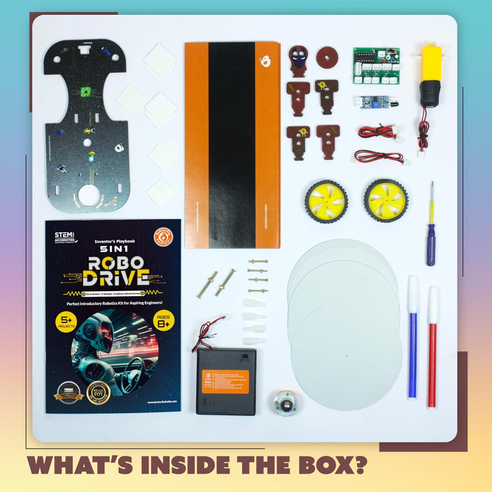 Butterfly EduFields 5in1 STEM Robotics Kit | No Coding | Gift for Kids 8+