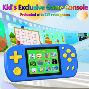 Portable Handheld Game Console with 218 Retro Games – Kids' Gift (Blue)