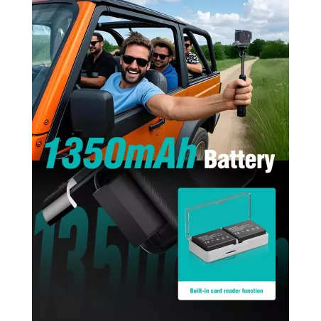 Kit complet : caméra d’action 4K avec Wi-Fi, accessoires, SD 64Go et batteries incluses