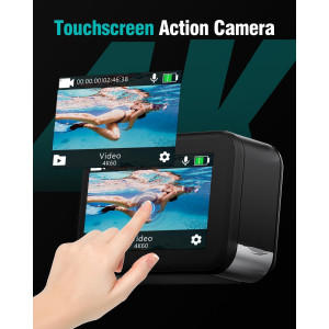4K60fps Waterproof Action Camera 48MP Touchscreen 10M Underwater Snorkel