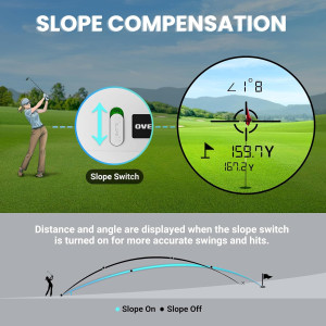 Overmont Golf Rangefinder 1200 Yards with Slope & Flag Lock