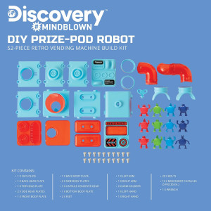 Discovery DIY Prize-Pod Robot Kit – 52-Piece STEM Vending Machine Toy