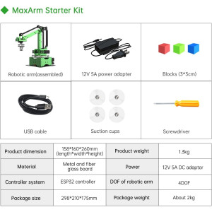 MaxArm Robotic Arm Kit for Arduino & Python | ESP32 WiFi Bluetooth STEM