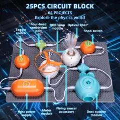 Kit Circuits STEM Enfants 3-12 ans - 64 Projets, Sans Soudure