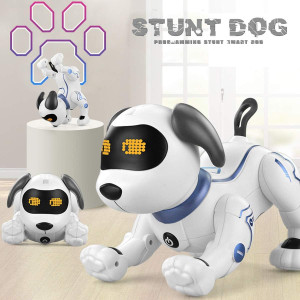 Fisca Remote Control Robotic Dog Toy with Voice & Stunt Controls for Kids