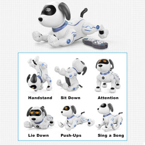 Fisca Remote Control Robotic Dog Toy with Voice & Stunt Controls for Kids