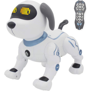 Fisca Remote Control Robotic Dog Toy with Voice & Stunt Controls for Kids