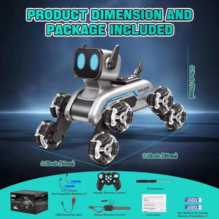 Chien Robot Télécommandé 2.4Ghz avec Sons et Lumières pour Enfants