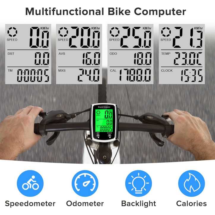 Hilceriy multifunction bike computer: practical design, night light & reliable performance in all weather Hilceriy multifunction bike computer: practical design, night light & reliable performance in all weather
