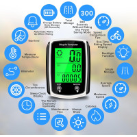 Bike Computer & Odometer Wired Speedometer with LCD & Multi-Functions