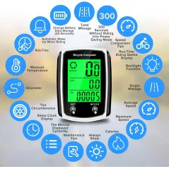 Compteur vélo filaire LCD MPH/KM/h avec fonctions multiples