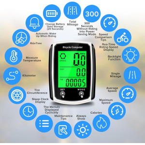 Compteur vélo filaire LCD MPH/KM/h avec fonctions multiples