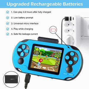 16-Bit Retro Handheld Game Console with 230 Games & USB Rechargeable