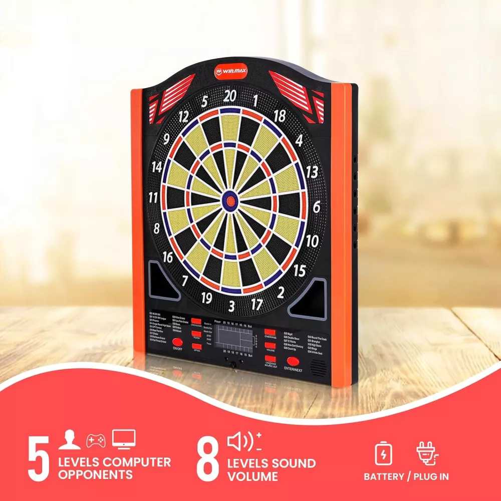 Electronic Dart Board Set with LED, 34 Games & Laser Toe Line, 8 Players