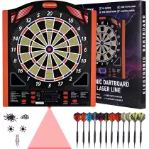 Electronic Dart Board Set with LED, 34 Games & Laser Toe Line, 8 Players