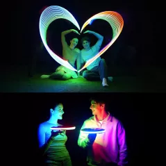 Un frisbee high-tech : 36 LEDs, recharge rapide et vols précis pour un jeu inoubliable