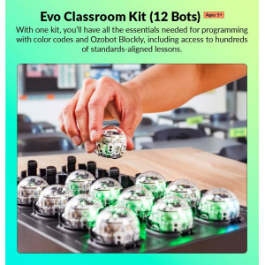 Evo Classroom Kit: 12 Interactive Coding Robots for Kids 5+ with STEAM Lessons