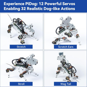 SunFounder PiDog AI Robot Dog Kit for Raspberry Pi with Voice & Video