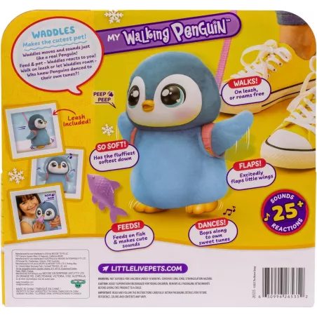 Little Live Pets Pingouin Waddles interactif avec 25+ sons et laisse amovible, dès 5 ans