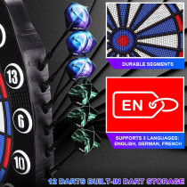 WIN.MAX Electronic Soft Tip Dartboard Set with LED & 12 Darts - 3 Languages