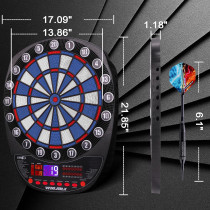 WIN.MAX Electronic Soft Tip Dartboard Set with LED & 12 Darts - 3 Languages