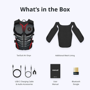 TactSuit Air Onyx: Lightweight Wireless Haptic VR Vest with 16 Motors