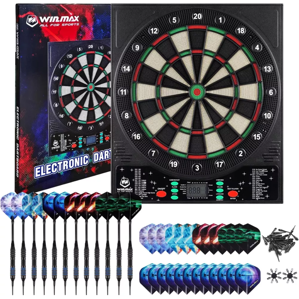 WIN.MAX Electronic Dart Board with LED Display & 12 Darts, 8 Players