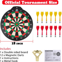 18 Inch Magnetic Dart Board Set for Kids – Indoor Outdoor Fun with 12 Darts