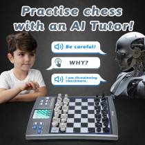 iCore Electronic Chess Set - Talking Board with 100 Exercises & 5 Levels