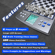 iCore Electronic Chess Set - Talking Board with 100 Exercises & 5 Levels