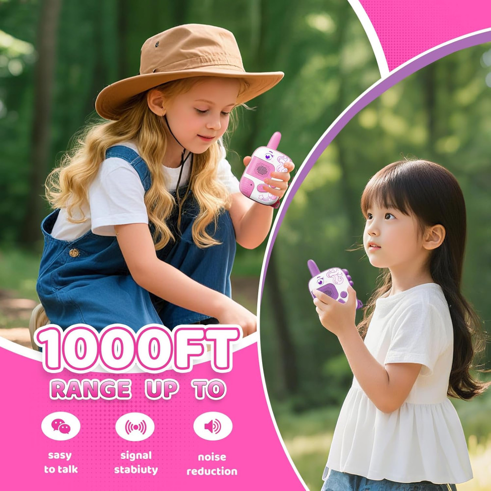 Unicorn Walkie Talkies for Kids 3-9 – 2 Pack, 1000ft Range Gift