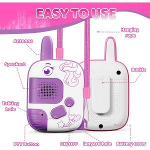 Unicorn Walkie Talkies for Kids 3-9 – 2 Pack, 1000ft Range Gift