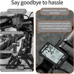 Compteur Vélo GPS Sans Fil IPX7 avec Auto Start/Stop & Lumière