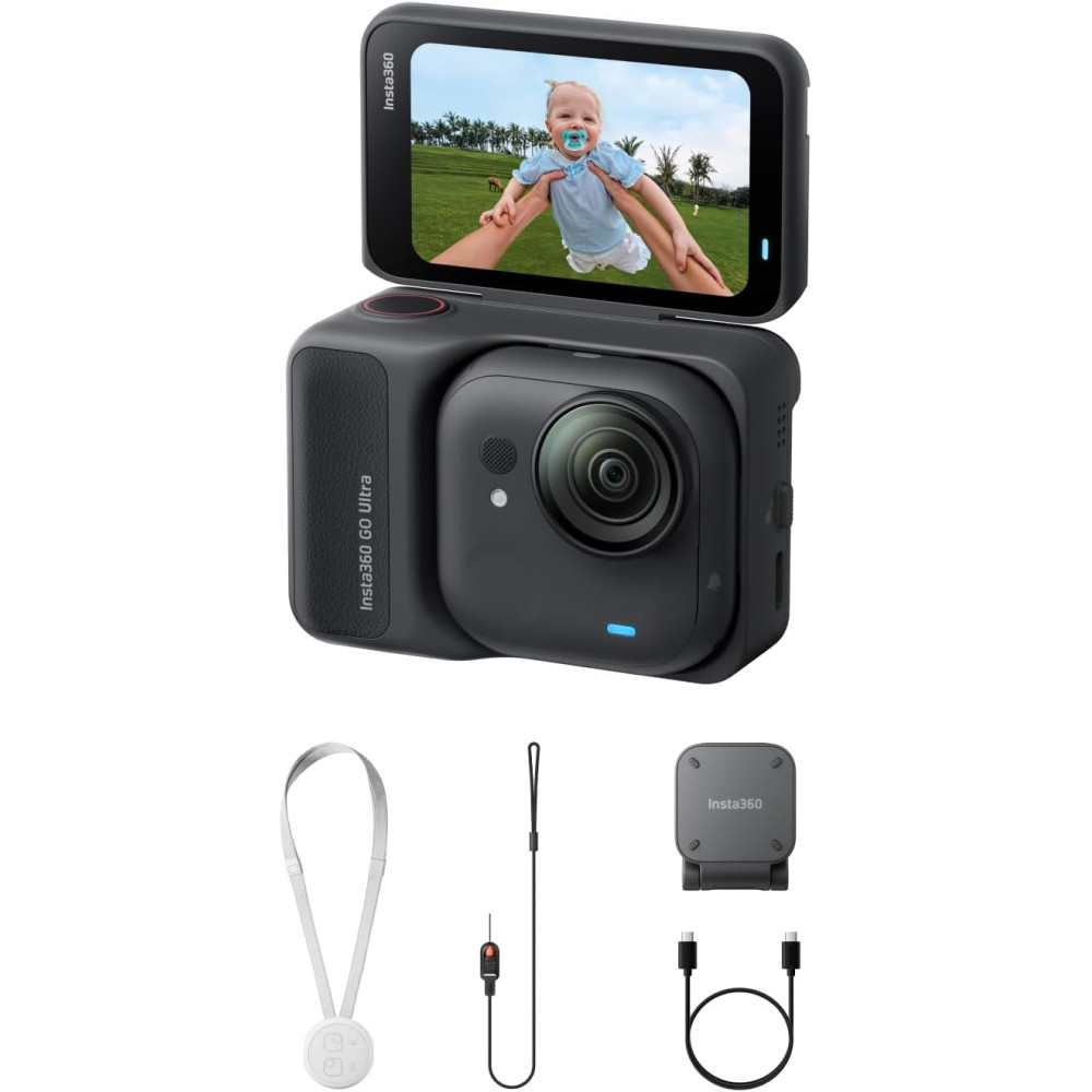 Insta360 GO Ultra Bundle Midnight Black - Tiny 4K Hands-Free Cam