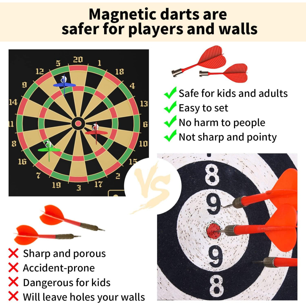 Mixi Magnetic Dart Board Outdoor Game with 12 Darts – Best Gift for Kids 5-16