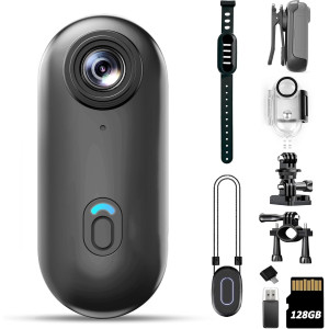 4K Mini Body Camera 128GB - Waterproof POV Wearable Action Camcorder