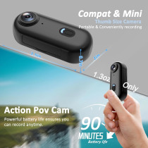 4K Mini Body Camera 128GB - Waterproof POV Wearable Action Camcorder