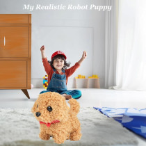 2025 Realistic Brown Robot Puppy: AI Walking, Barking, Tail Wagging Pet