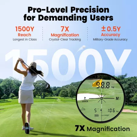Télémetre Laser Golf 1500Y avec Pente & Verrouillage Rapide