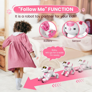 Jouet Robot Chien Interactive pour Filles 3-7 Ans Cadeau
