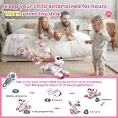 Jouet Robot Chien Interactive pour Filles 3-7 Ans Cadeau