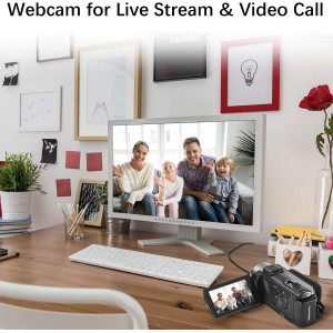 Full HD 1080P Digital Camcorder 24MP, 16X Zoom, 270° LCD + 2 Batteries